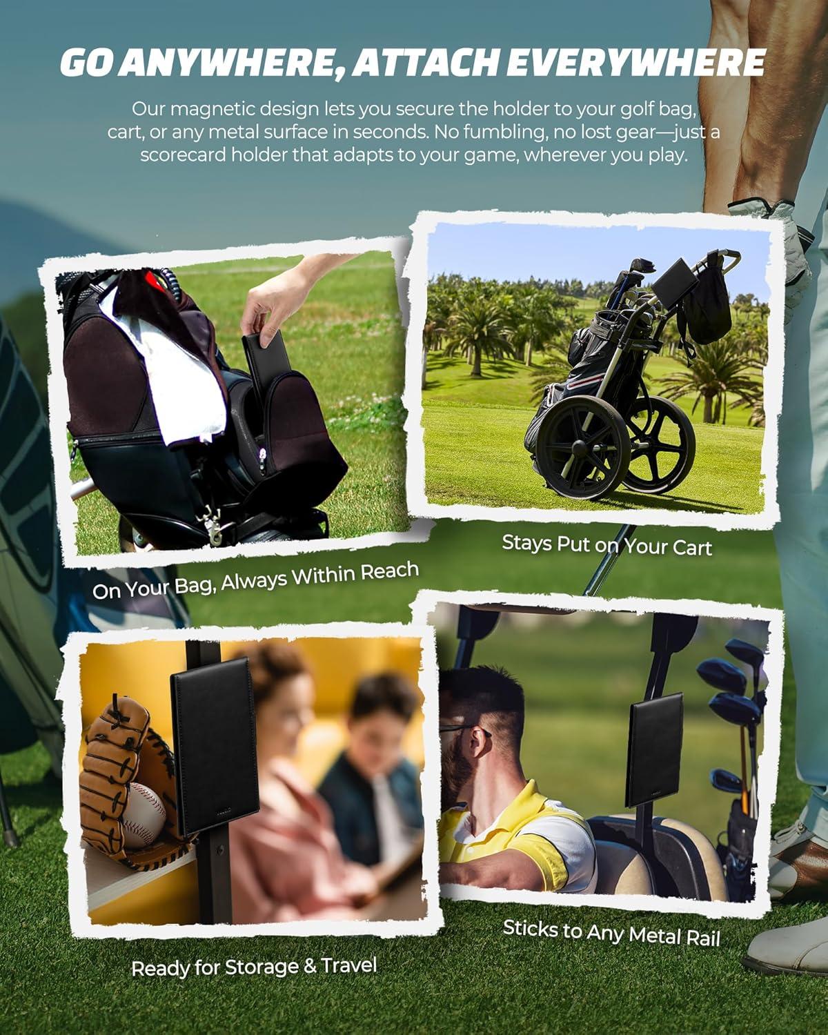 image:imageVULKIT Magnetic Golf Scorecard Holder HighEnd Leather Yardage Book Cover Universal Fit Golf Accessories for Most Back PocketBlack