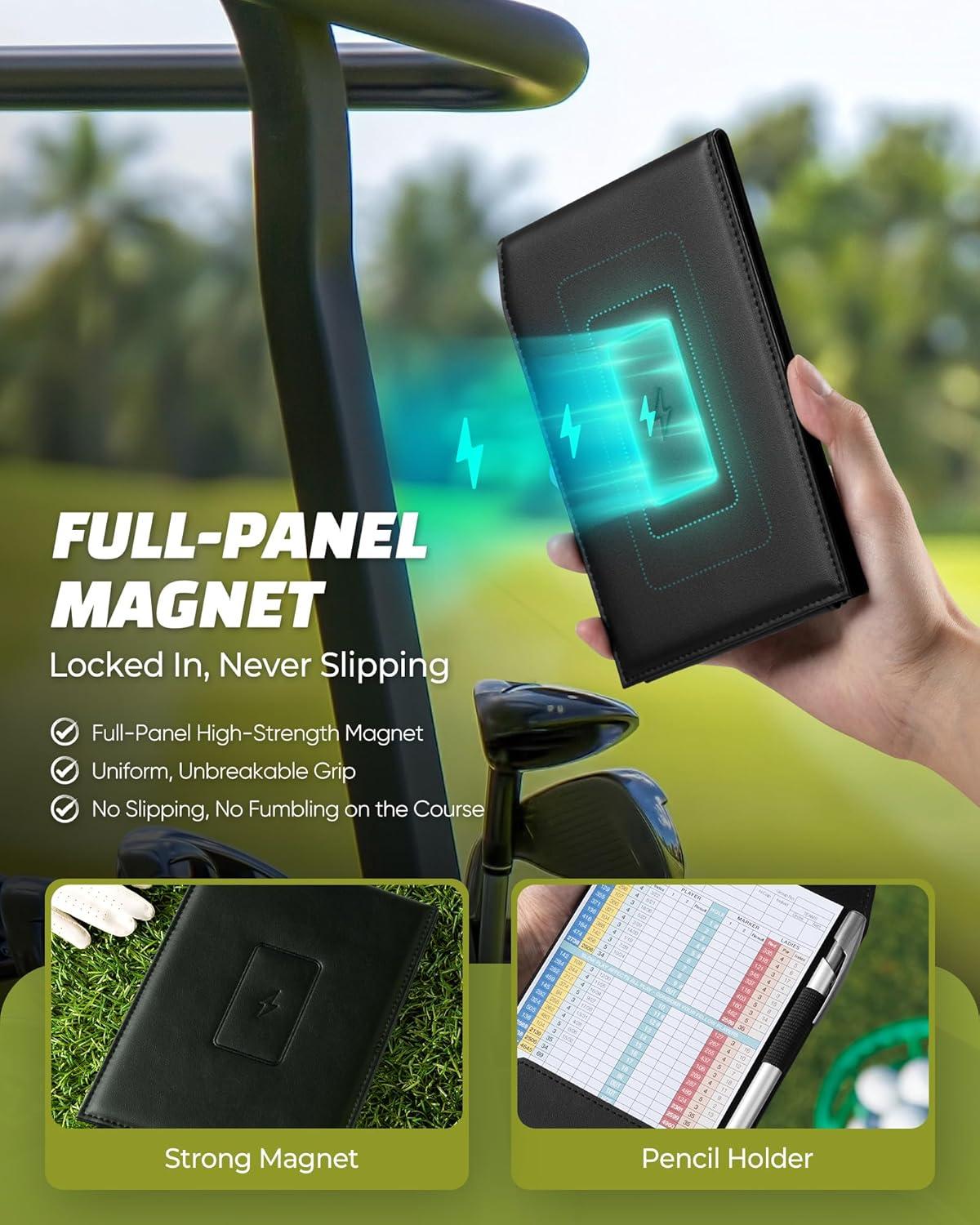 image:imageVULKIT Magnetic Golf Scorecard Holder HighEnd Leather Yardage Book Cover Universal Fit Golf Accessories for Most Back PocketBlack