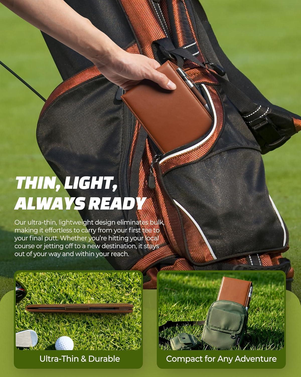 image:imageVULKIT Magnetic Golf Scorecard Holder HighEnd Leather Yardage Book Cover Universal Fit Golf Accessories for Most Back PocketBrown