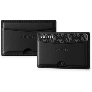 VULKIT Minimalist Leather Car Card Holder – Carry 5 Cards from Drivers License Fuel to Loyalty & Parking Cards with Adhesive Back for Door Window Console (Nappa Purple)(Nappa Black)