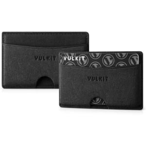 VULKIT Minimalist Leather Car Card Holder – Carry 5 Cards from Drivers License Fuel to Loyalty & Parking Cards with Adhesive Back for Door Window Console (Nappa Purple)(Alcantara Dark Grey)