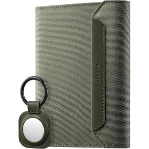 VULKIT Passport Wallet with Detachable AirTag Holder, Vegan Leather Passport Holder, RFID Blocking, Travel Essential, Magnetic Closure, Black(Green)