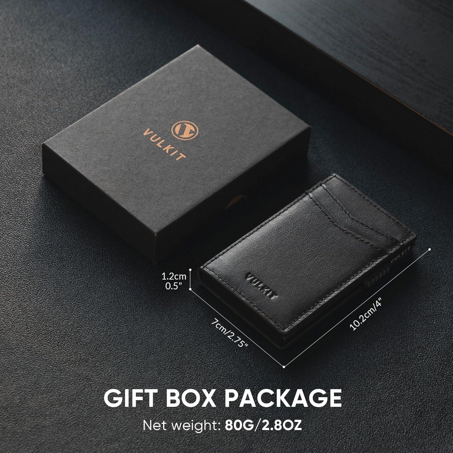 image:imageVULKIT Mens Slim Wallets Pop Up Card Holder RFID Blocking Metal Wallet Minimalist Design Holds Up to 11 CardsNappa Black