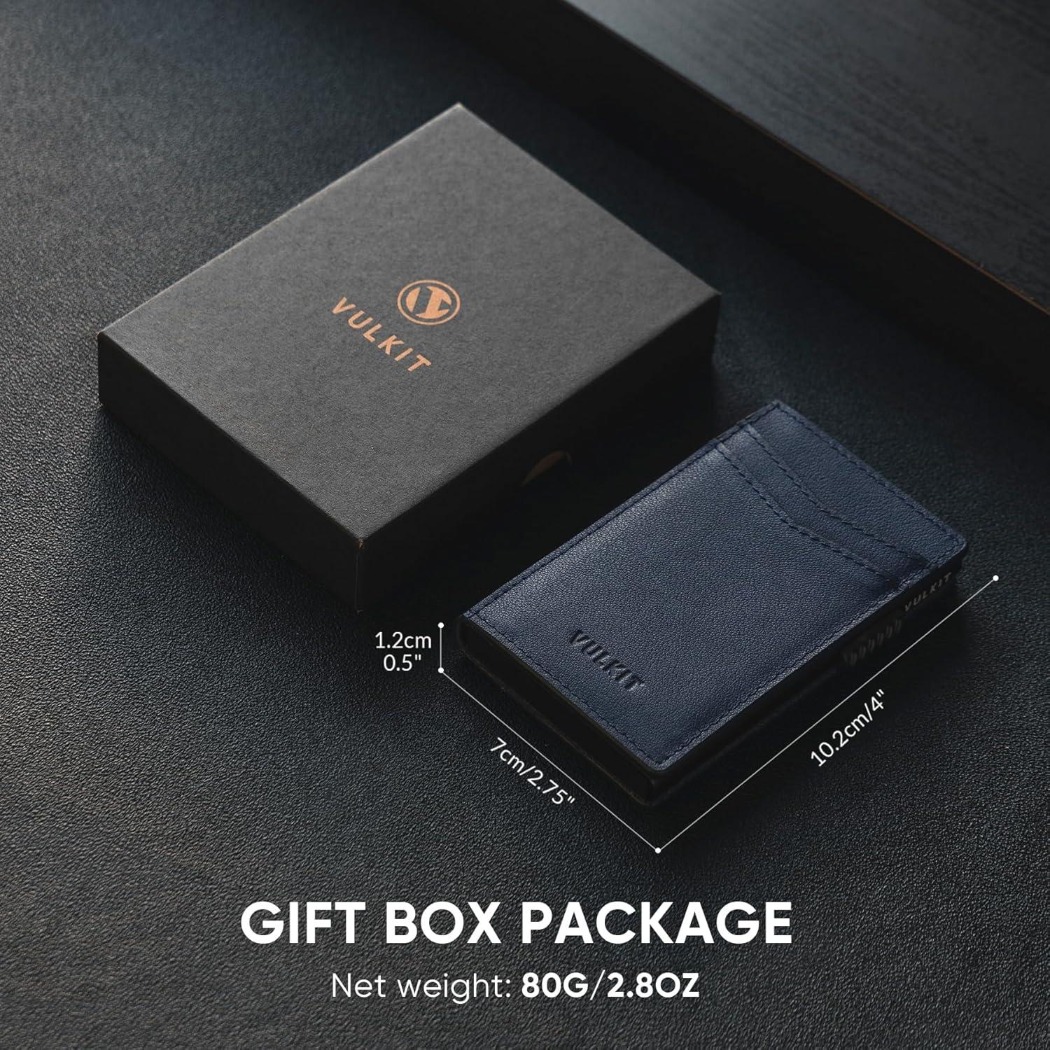 image:imageVULKIT Mens Slim Wallets Pop Up Card Holder RFID Blocking Metal Wallet Minimalist Design Holds Up to 11 CardsNappa Navy