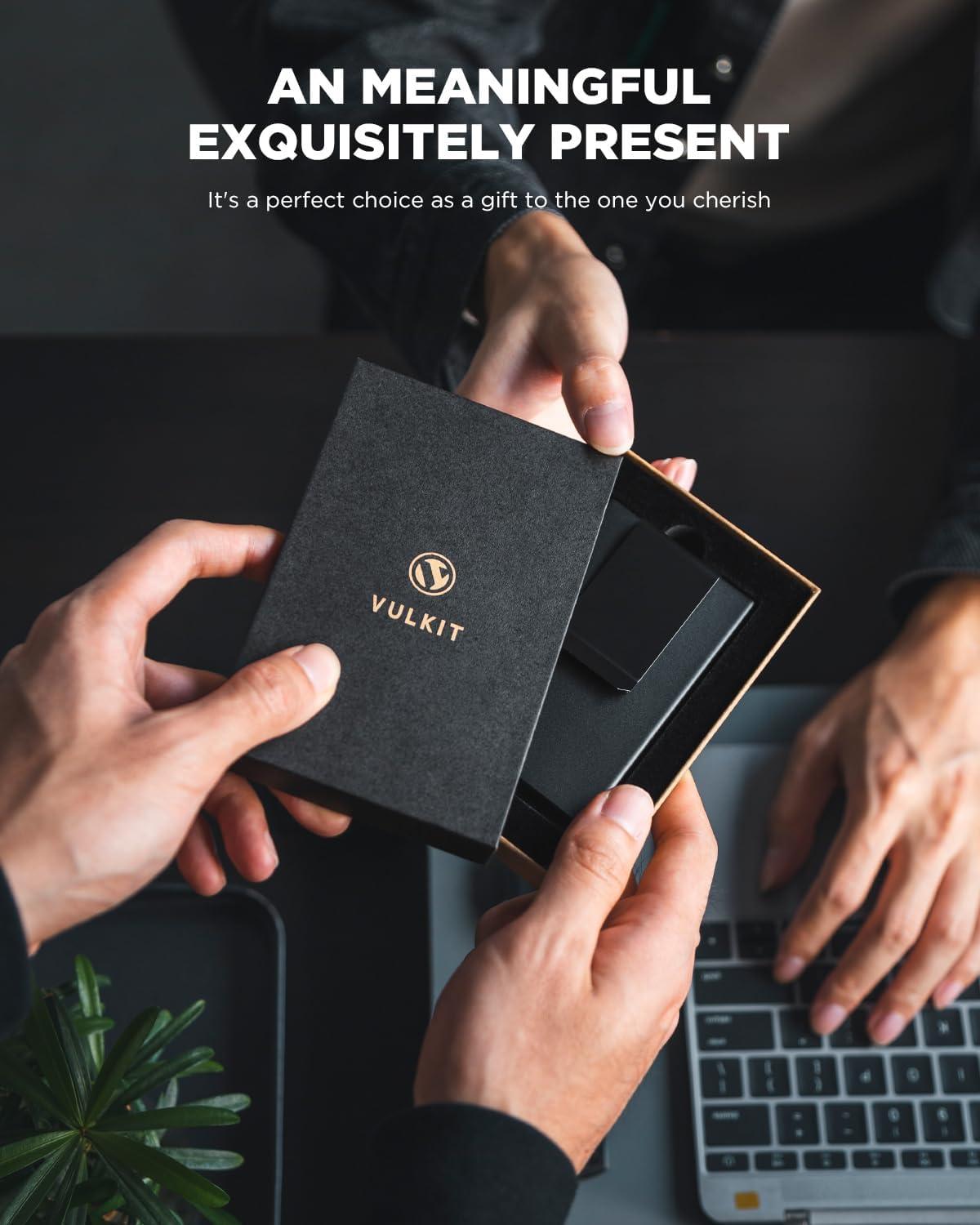 image:imageVULKIT Minimalist Wallet With Money Clip RFID Blocking Pop Up Card Holder Slim Metal Wallet For MenBlack