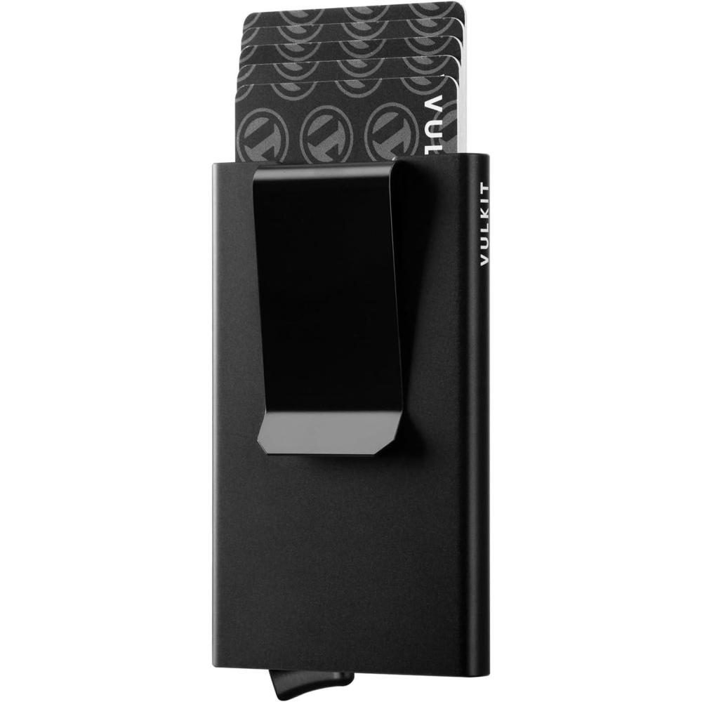 image:imageVULKIT Minimalist Wallet With Money Clip RFID Blocking Pop Up Card Holder Slim Metal Wallet For MenBlack