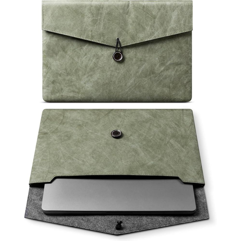 image:imageVULKIT Travel Document Envelope Important Document Folder Laptop Sleeve A4Letter Size EcoDurable Large Capacity for Business CommuteOlive Green