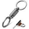 image:imageVULKIT Quick Release Titanium Keychain  Dual Titanium Rings Horseshoe Car Key Holder amp Logo Leather Tag  Heavy Duty EDC Detachable Key Ring