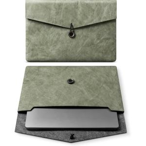 VULKIT Travel Document Envelope, Important Document Folder, Laptop Sleeve, A4/Letter Size, Eco-Durable Large Capacity for Business Commute(Olive Green)