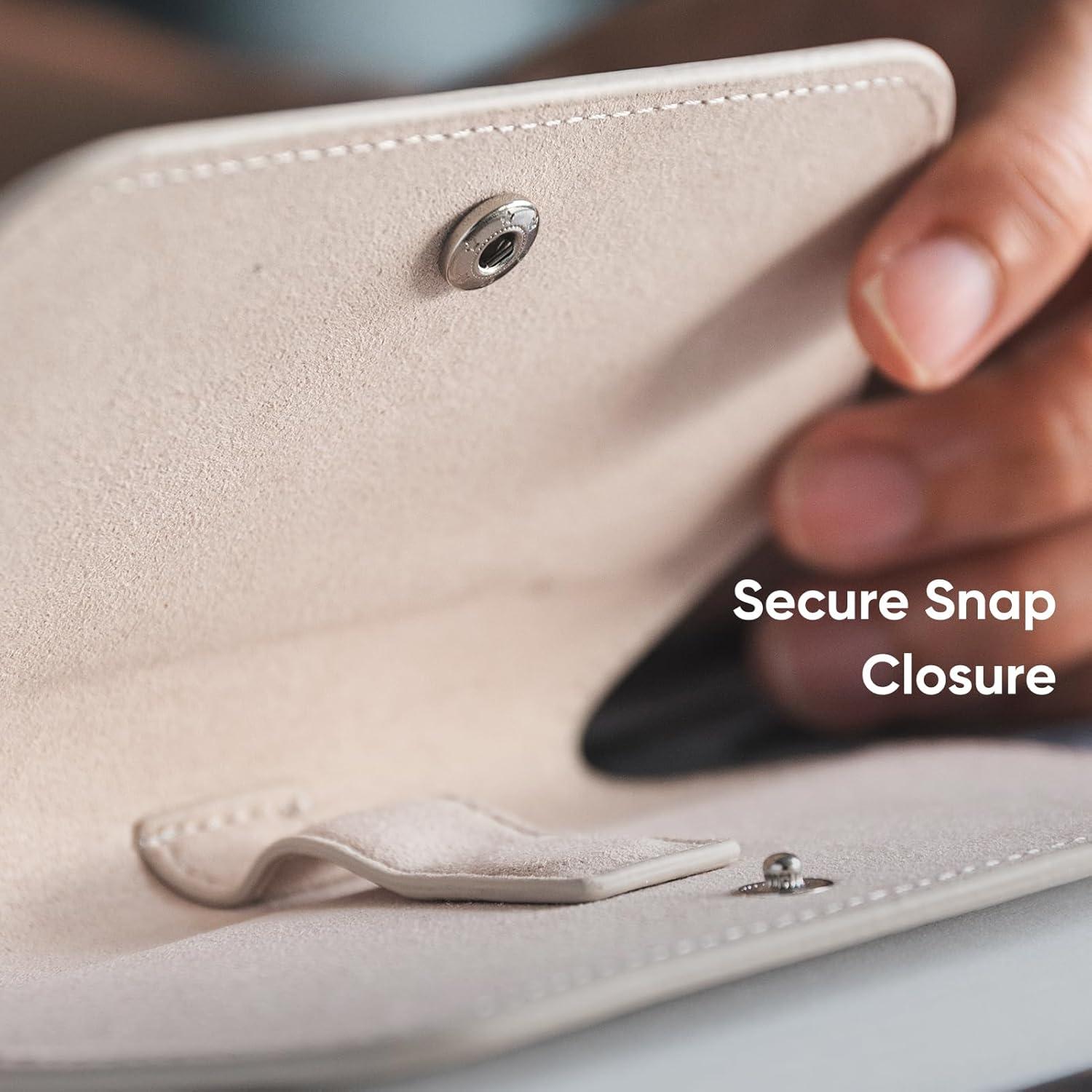 image:imageVULKIT Leather Glasses Case Ultra Slim Sunglasses Case 2 Fixed Modes Fits Most Eyeglasses amp Sun Glasses Minimalist DesignMoonlight Taupe
