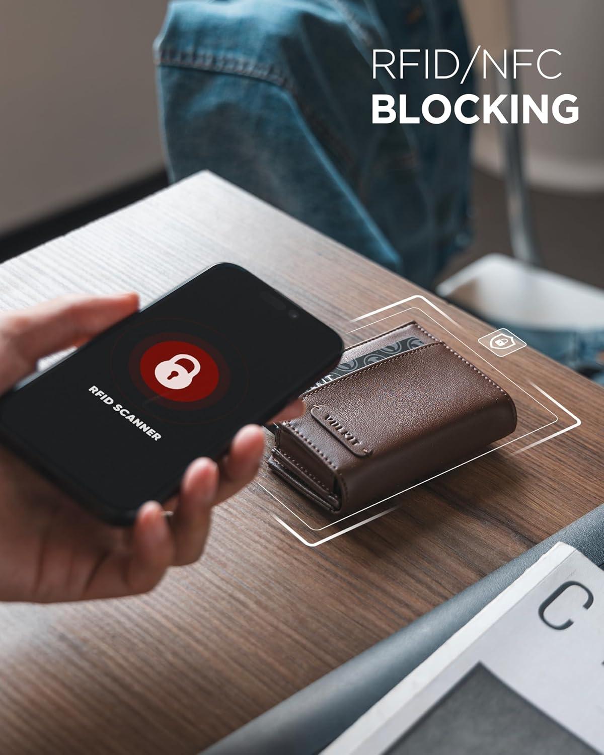 image:imageVULKIT Leather Smart Wallet for Men RFID Blocking with PopUp Credit Card Ejector Case ID Window CashBills Compartment and Coin Pocket Giftbox Packed Coffee BrownCoffee Brown
