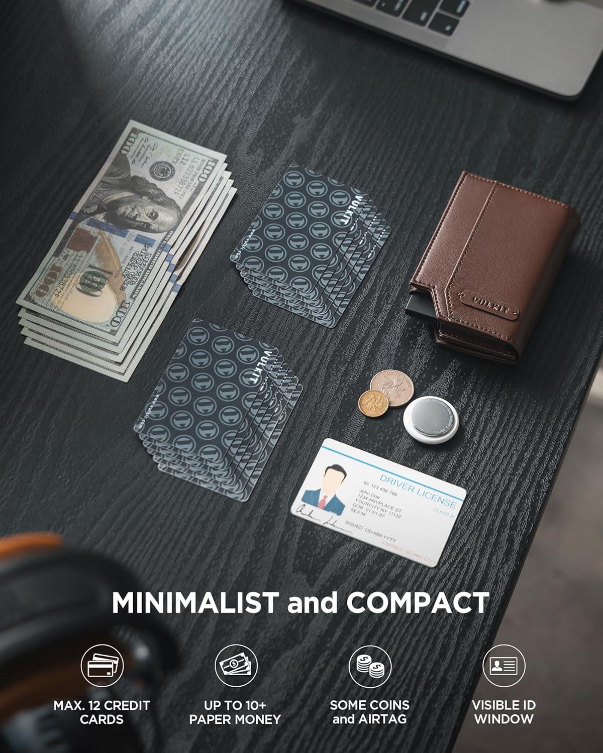 image:imageVULKIT Leather Smart Wallet for Men RFID Blocking with PopUp Credit Card Ejector Case ID Window CashBills Compartment and Coin Pocket Giftbox Packed Coffee BrownCoffee Brown