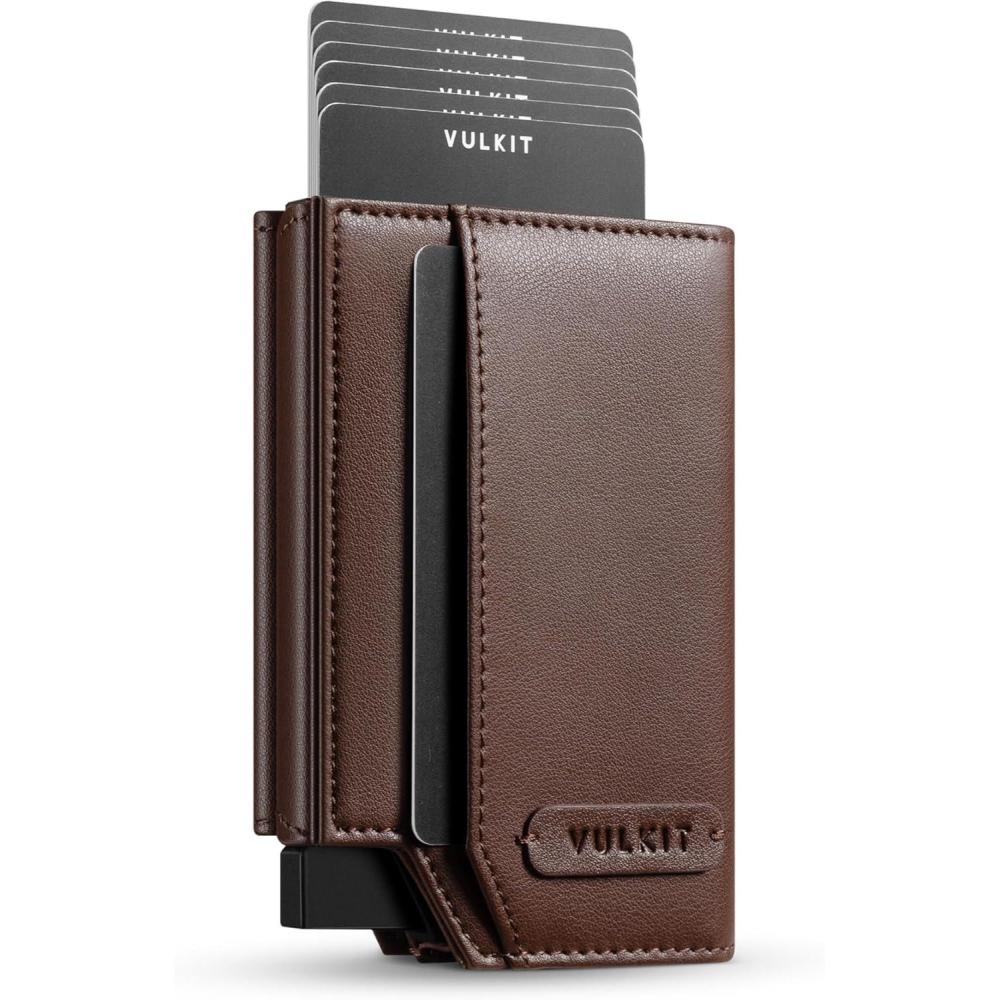 image:imageVULKIT Leather Smart Wallet for Men RFID Blocking with PopUp Credit Card Ejector Case ID Window CashBills Compartment and Coin Pocket Giftbox Packed Coffee BrownCoffee Brown