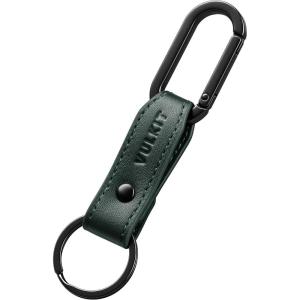 VULKIT Carabiner Key Ring Clip, Leather Strap Keychain for Men and Women(Green)