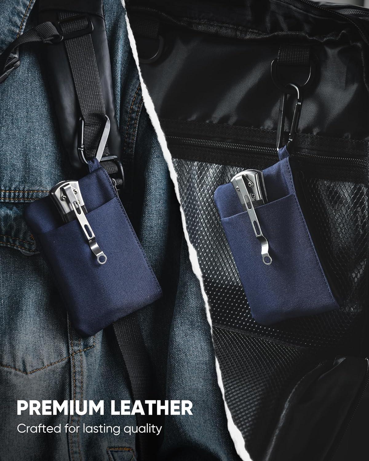 image:imageVULKIT Zip Pouch 1 Pack with Carabiner Clip and SHook RFIDBlocking Water Resistant Oxford Fabric Small Cash and Card Zip Wallet for Travel Iron GreyBlue