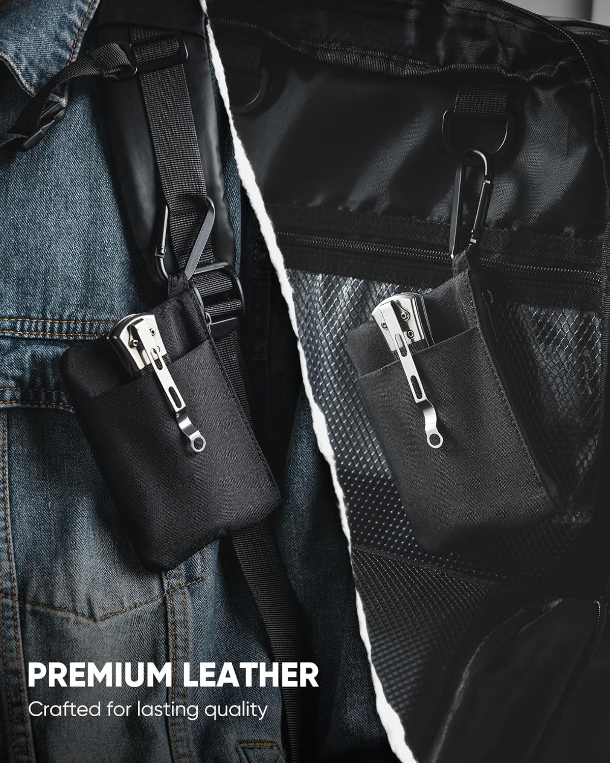 image:imageVULKIT Zip Pouch 1 Pack with Carabiner Clip and SHook RFIDBlocking Water Resistant Oxford Fabric Small Cash and Card Zip Wallet for Travel Iron GreyBlack