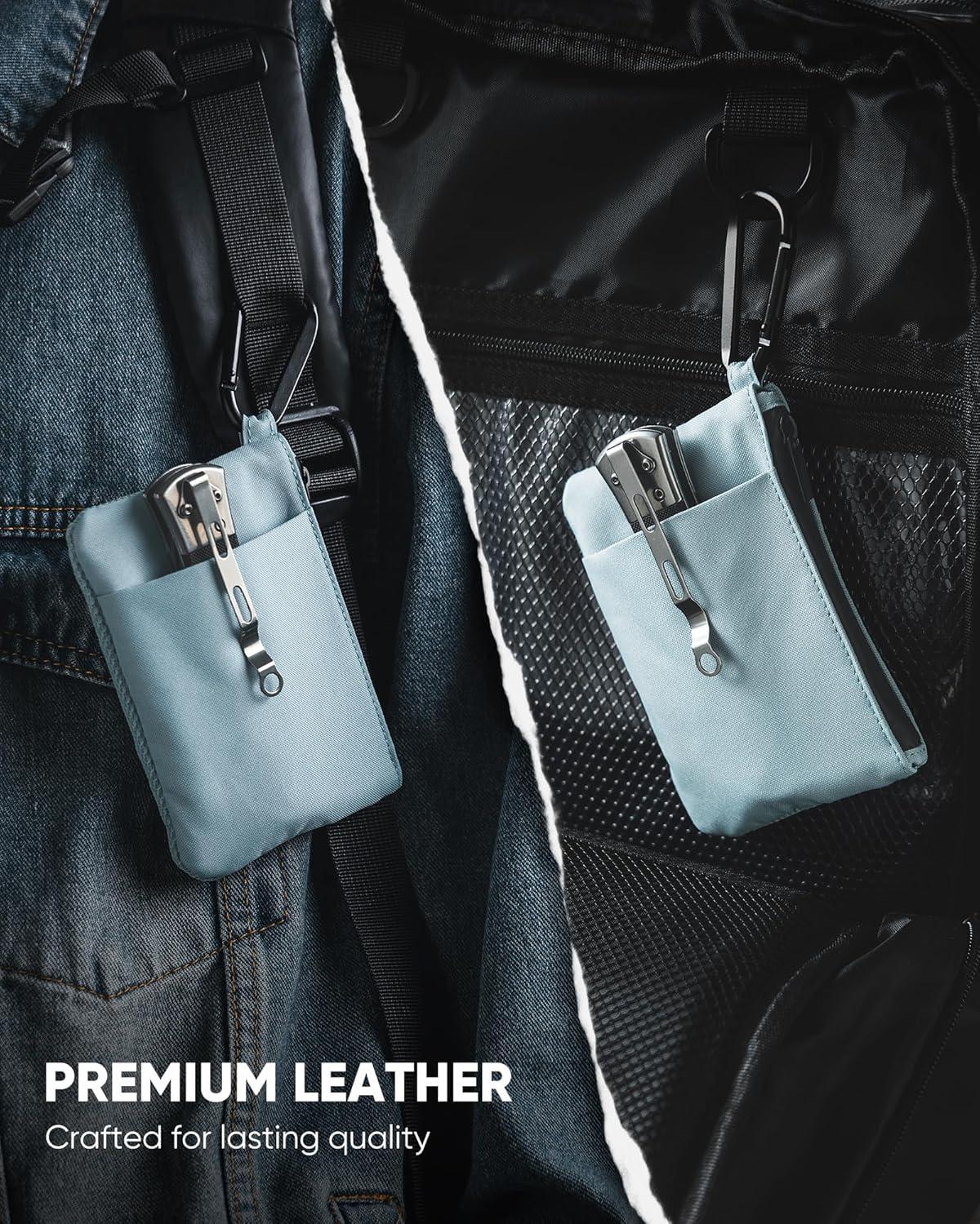 image:imageVULKIT Zip Pouch 1 Pack with Carabiner Clip and SHook RFIDBlocking Water Resistant Oxford Fabric Small Cash and Card Zip Wallet for Travel Iron GreyGrey