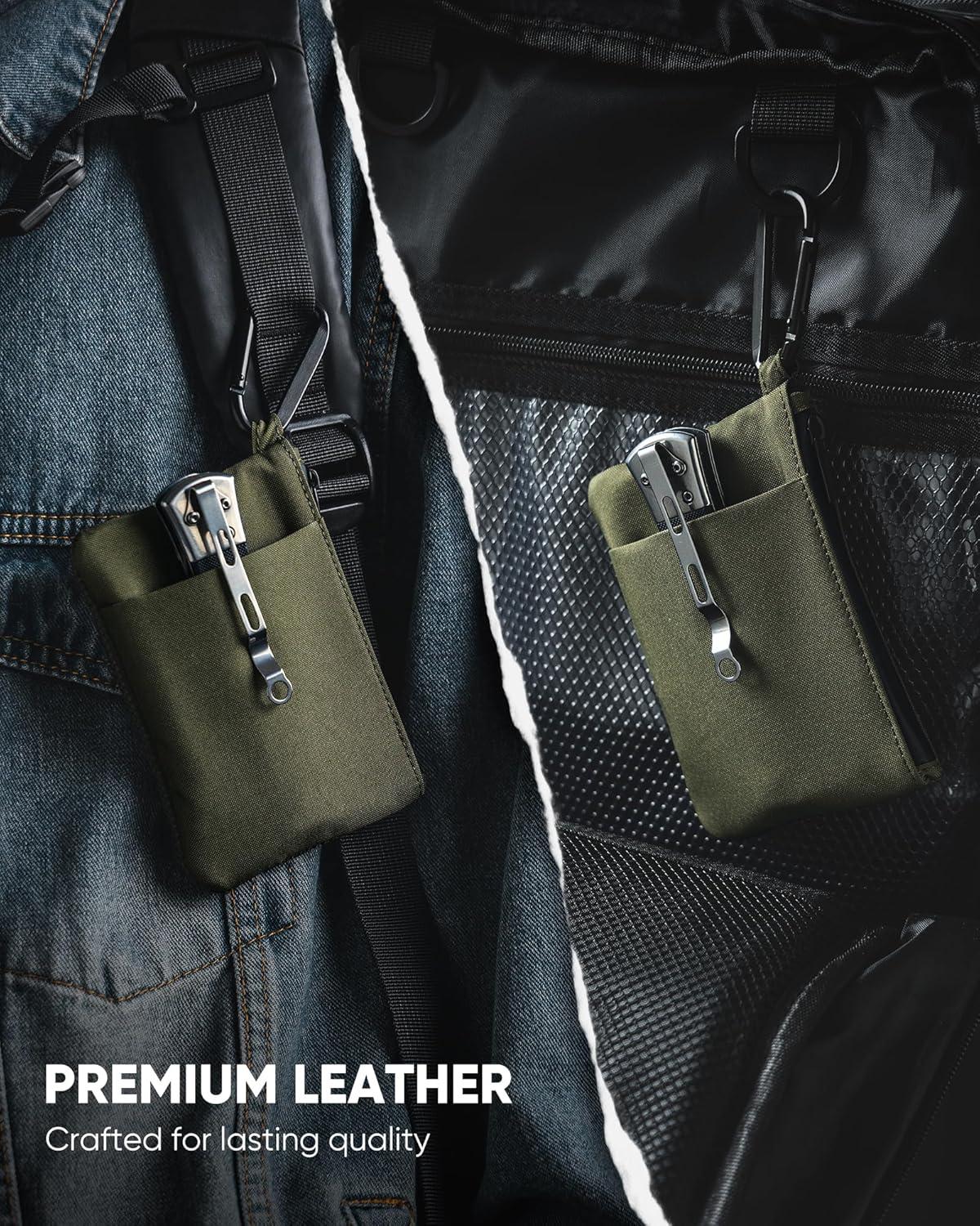 image:imageVULKIT Zip Pouch 1 Pack with Carabiner Clip and SHook RFIDBlocking Water Resistant Oxford Fabric Small Cash and Card Zip Wallet for Travel Iron GreyGreen