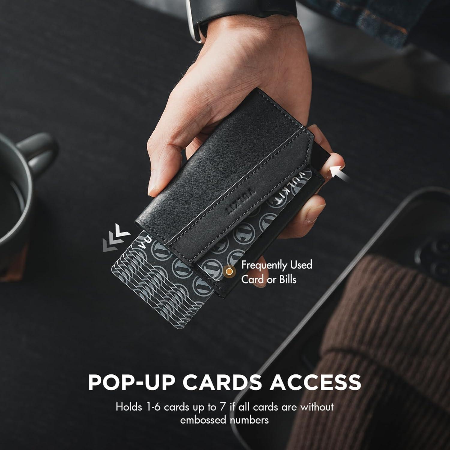 image:imageVULKIT Magnetic PopUp Wallet for Max 8 Cards Compatible with iPhone 12 Serie or higher Includes Magnetic Ring Packed in Gift Box BlackBlack1