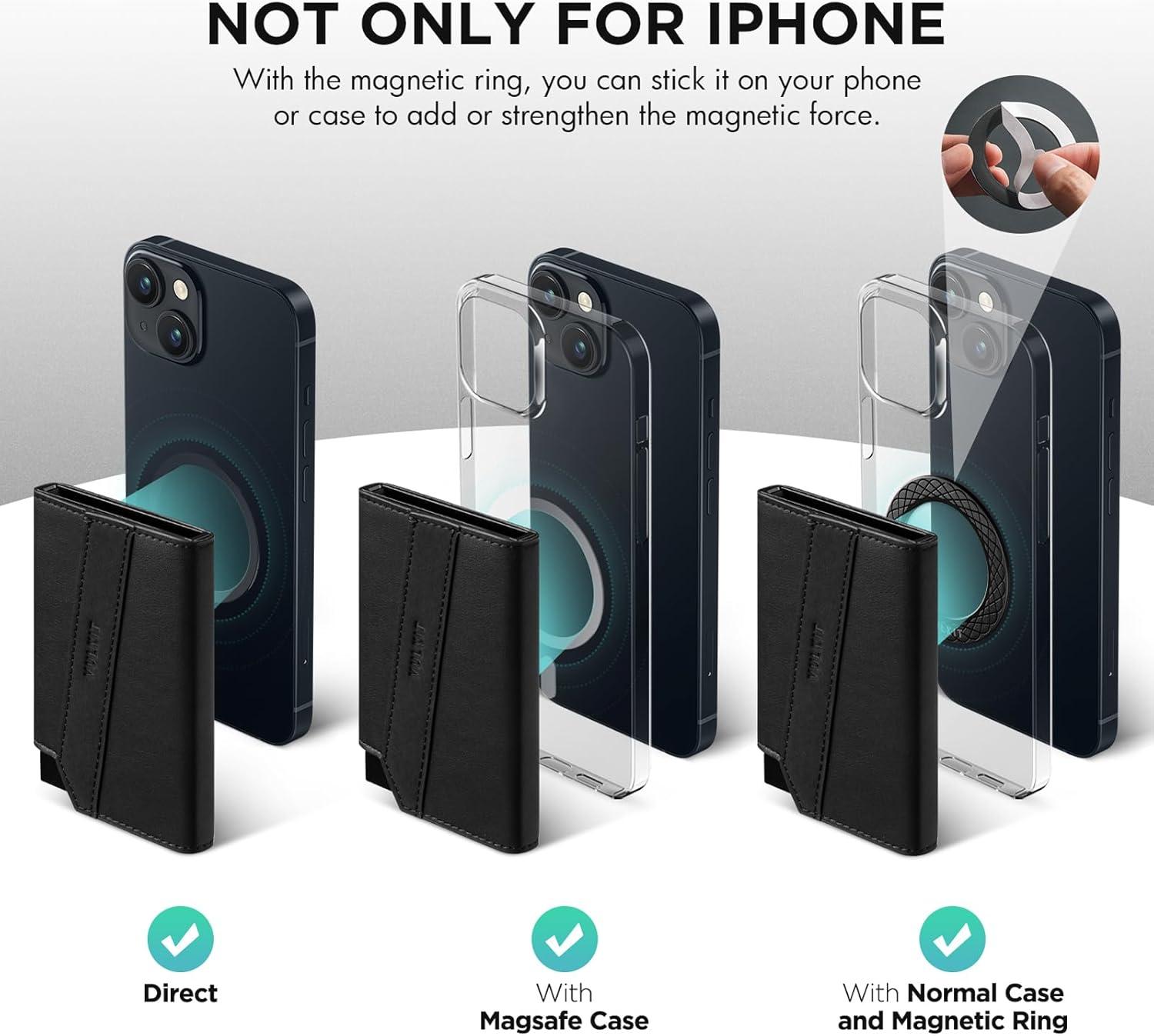 image:imageVULKIT Magnetic PopUp Wallet for Max 8 Cards Compatible with iPhone 12 Serie or higher Includes Magnetic Ring Packed in Gift Box BlackBlack1