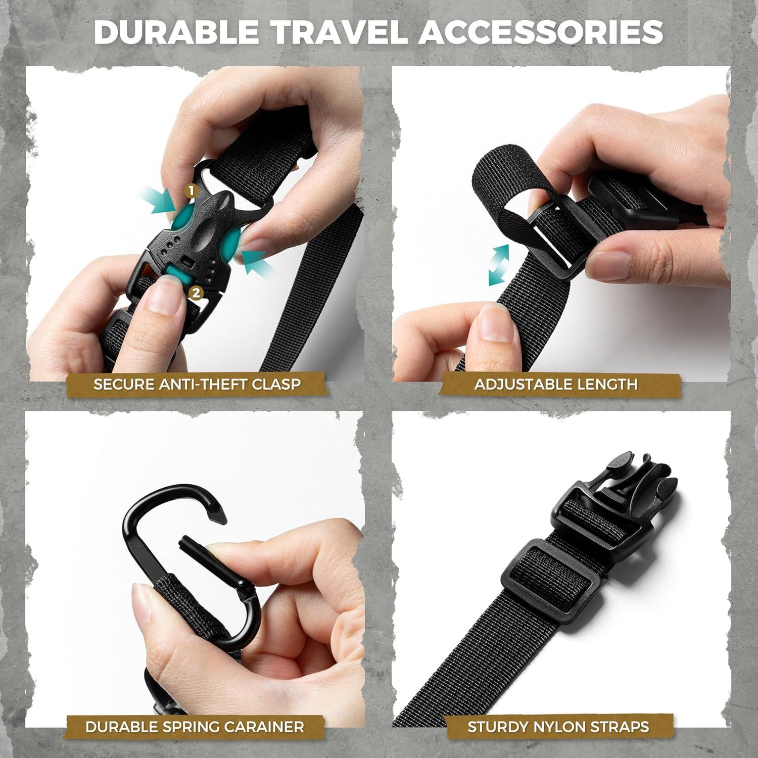 image:imageVULKIT Add A Bag Luggage Straps 2Pcs CarryOn Travel Accessories Strap for Bags Travel Pillow Clothes BottlesBlack