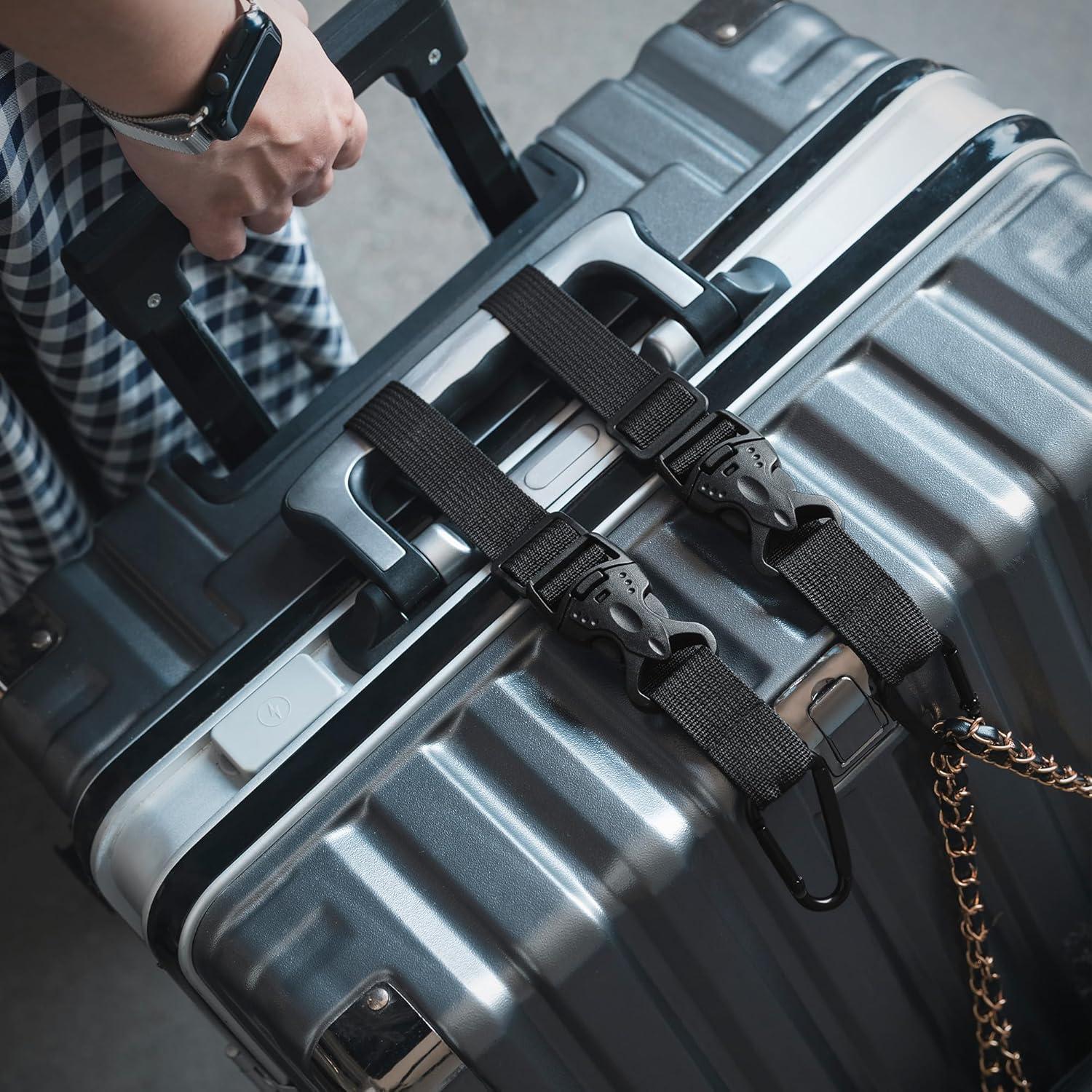 image:imageVULKIT Add A Bag Luggage Straps 2Pcs CarryOn Travel Accessories Strap for Bags Travel Pillow Clothes BottlesBlack