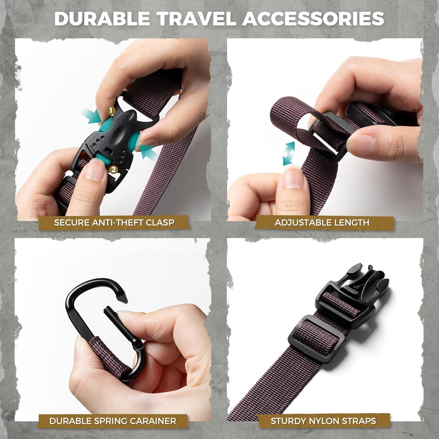 image:imageVULKIT Add A Bag Luggage Straps 2Pcs CarryOn Travel Accessories Strap for Bags Travel Pillow Clothes BottlesEspresso
