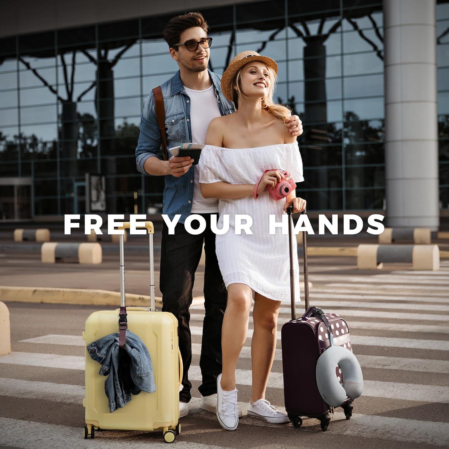 image:imageVULKIT Add A Bag Luggage Straps 2Pcs CarryOn Travel Accessories Strap for Bags Travel Pillow Clothes BottlesEspresso