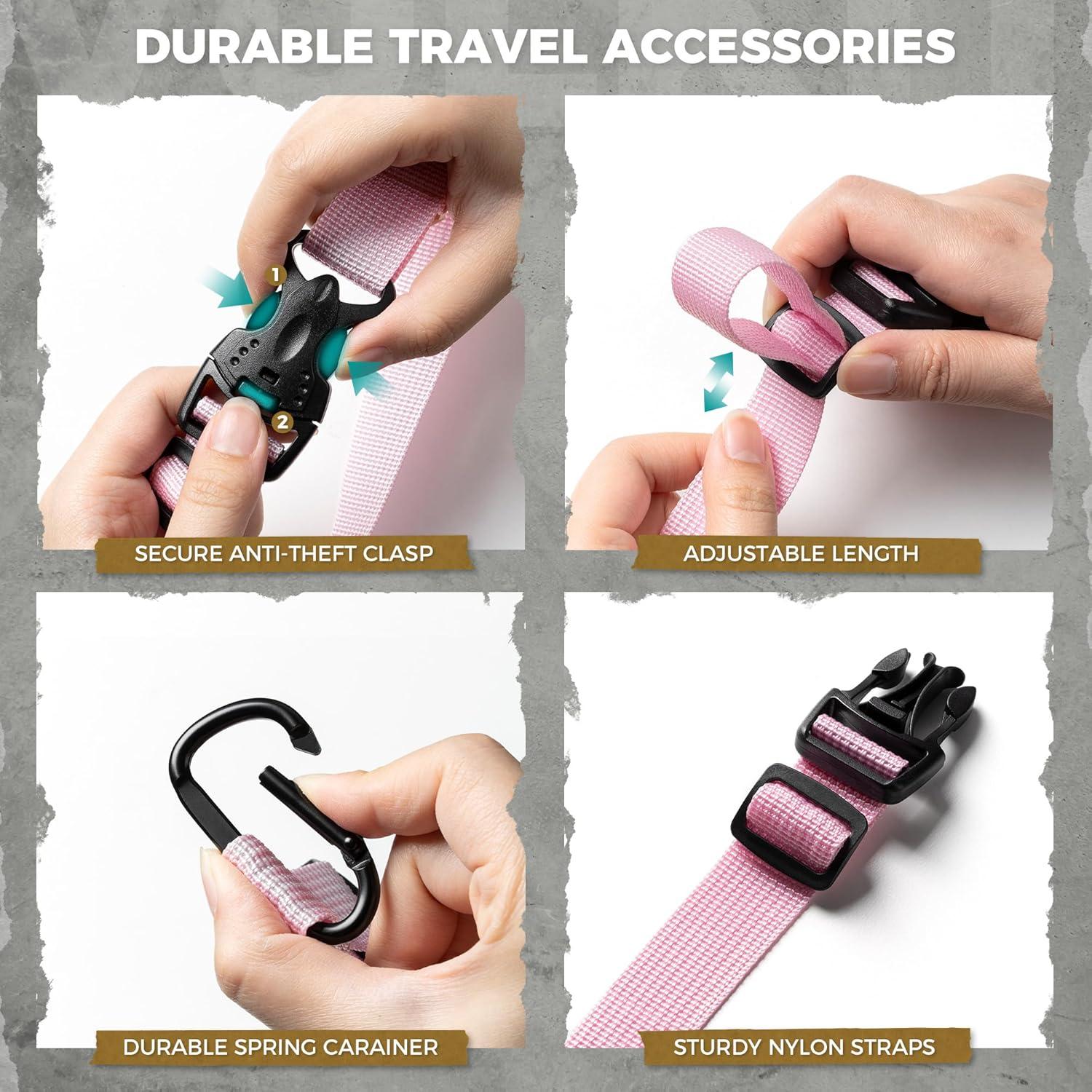 image:imageVULKIT Add A Bag Luggage Straps 2Pcs CarryOn Travel Accessories Strap for Bags Travel Pillow Clothes BottlesPink