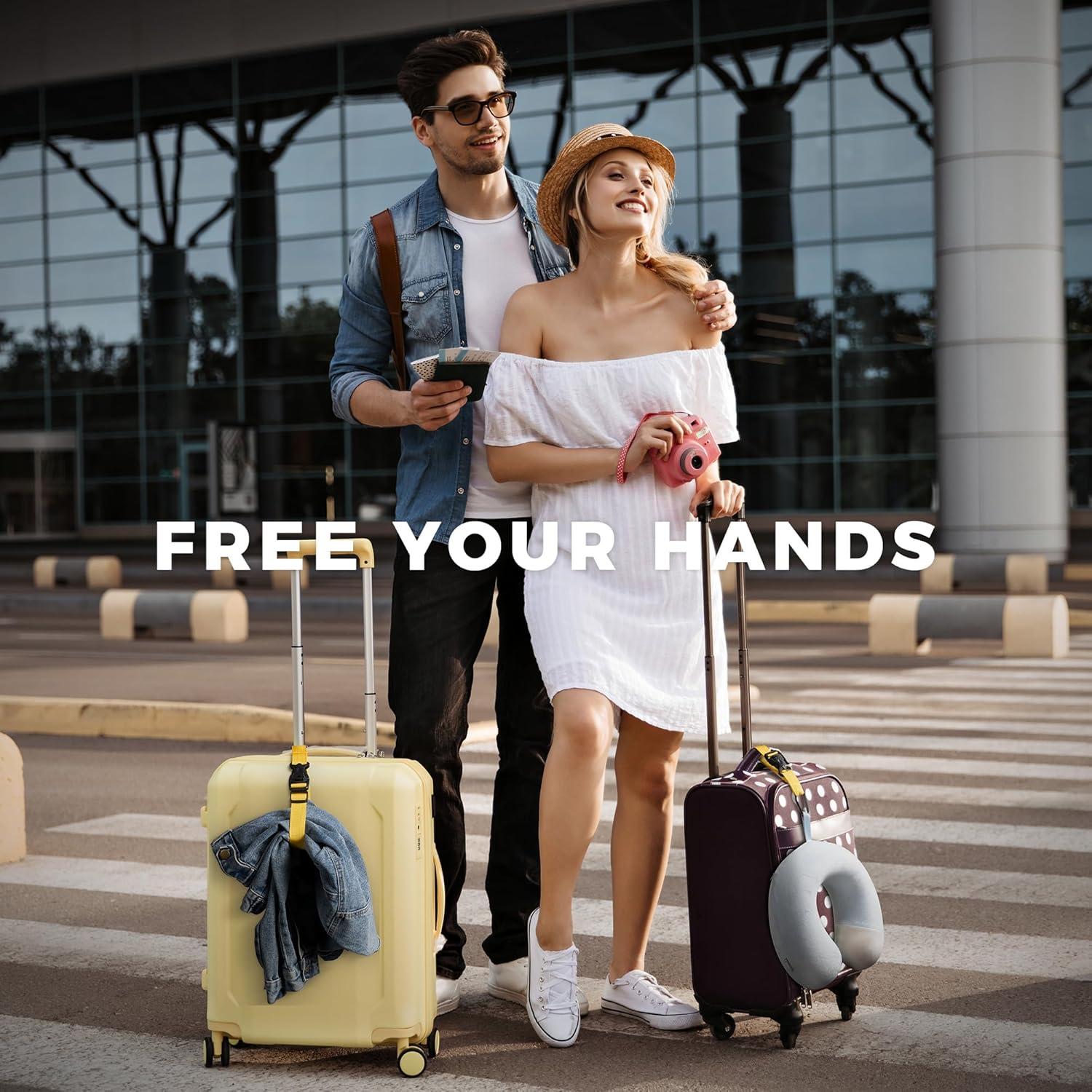 image:imageVULKIT Add A Bag Luggage Straps 2Pcs CarryOn Travel Accessories Strap for Bags Travel Pillow Clothes BottlesYellow