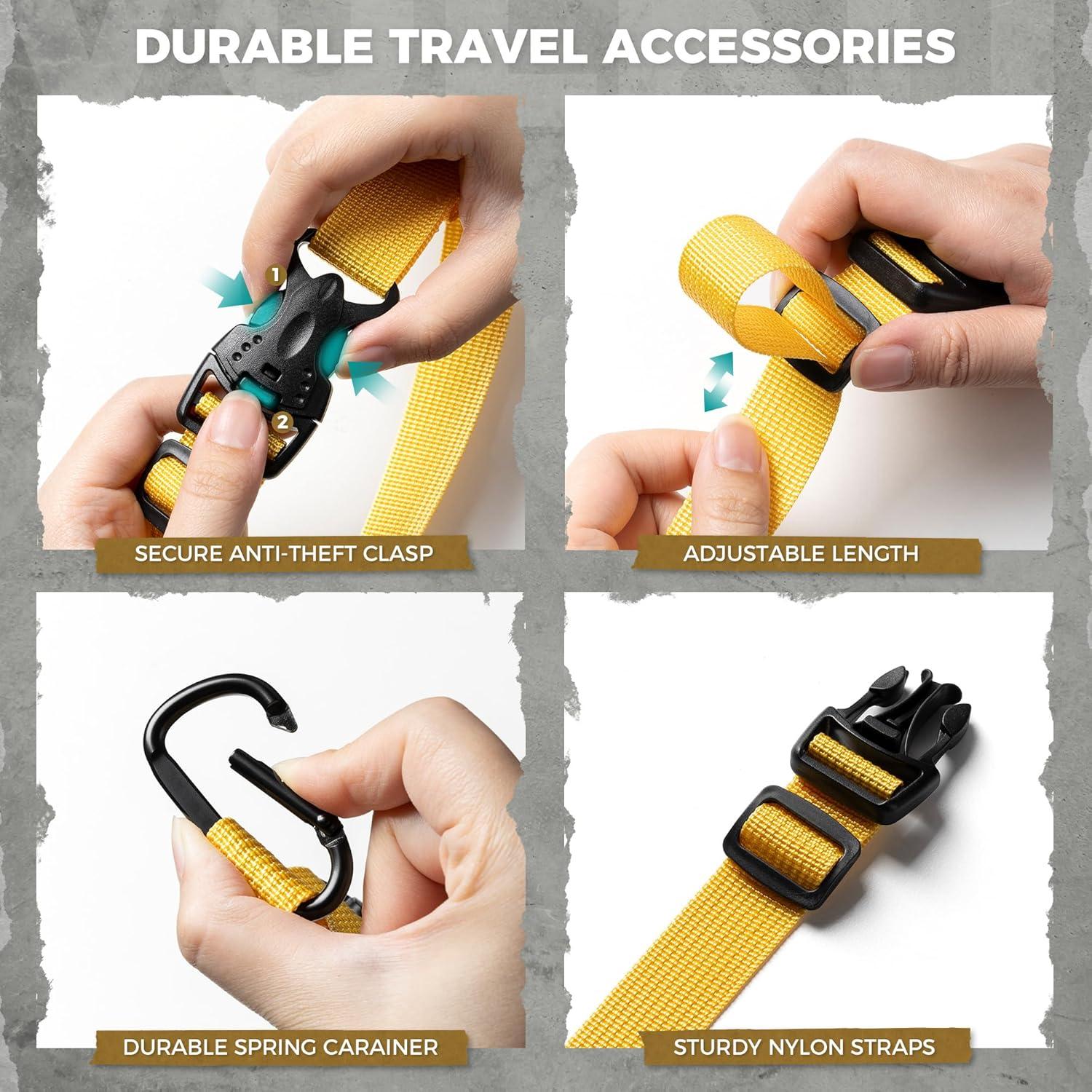 image:imageVULKIT Add A Bag Luggage Straps 2Pcs CarryOn Travel Accessories Strap for Bags Travel Pillow Clothes BottlesYellow
