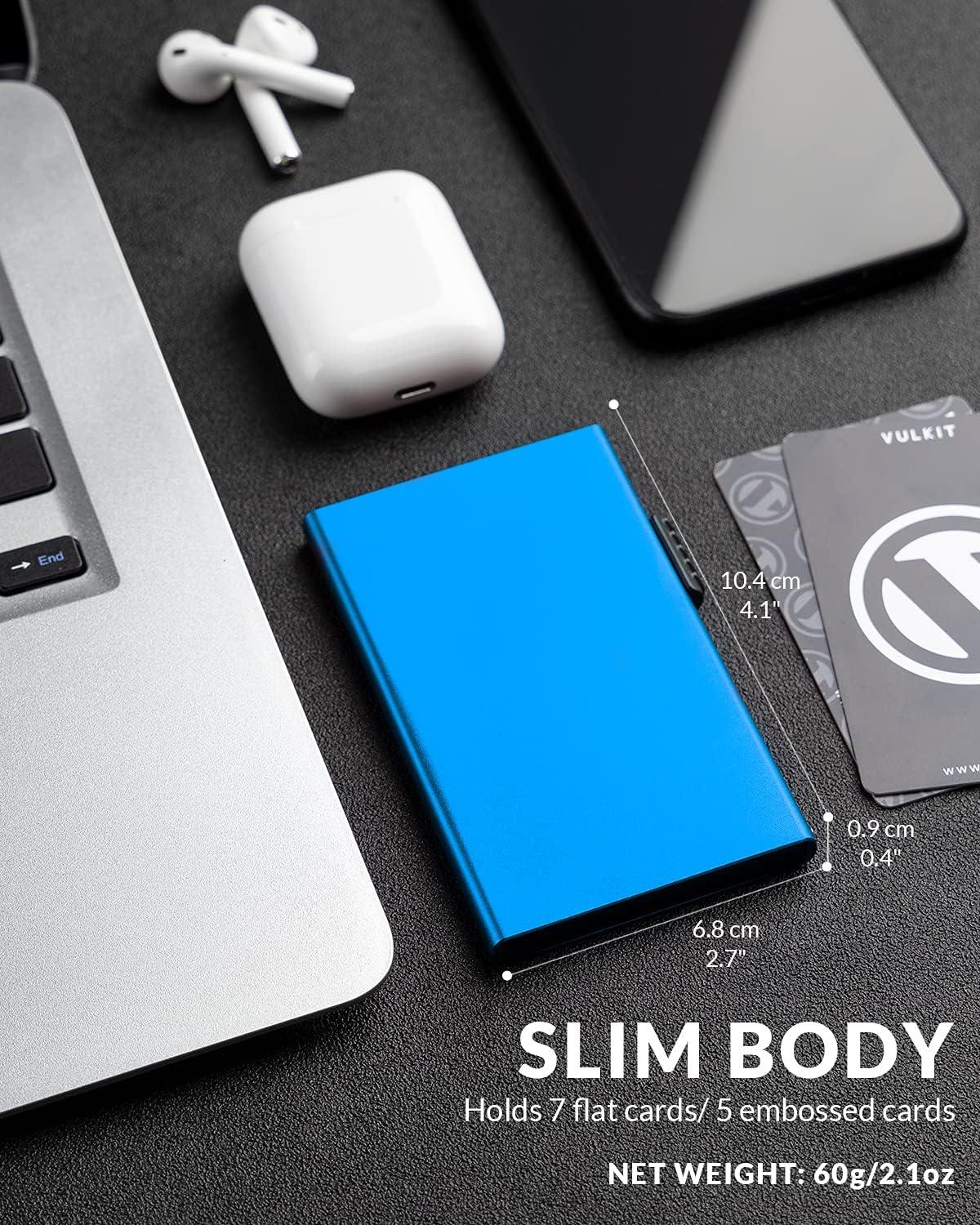 image:imageVULKIT Minimalist Wallet with Money Clip RFID Protection Pop Up Card Holder Slim Wallet Credit Card Holder Metal Wallet Rose GoldBlue