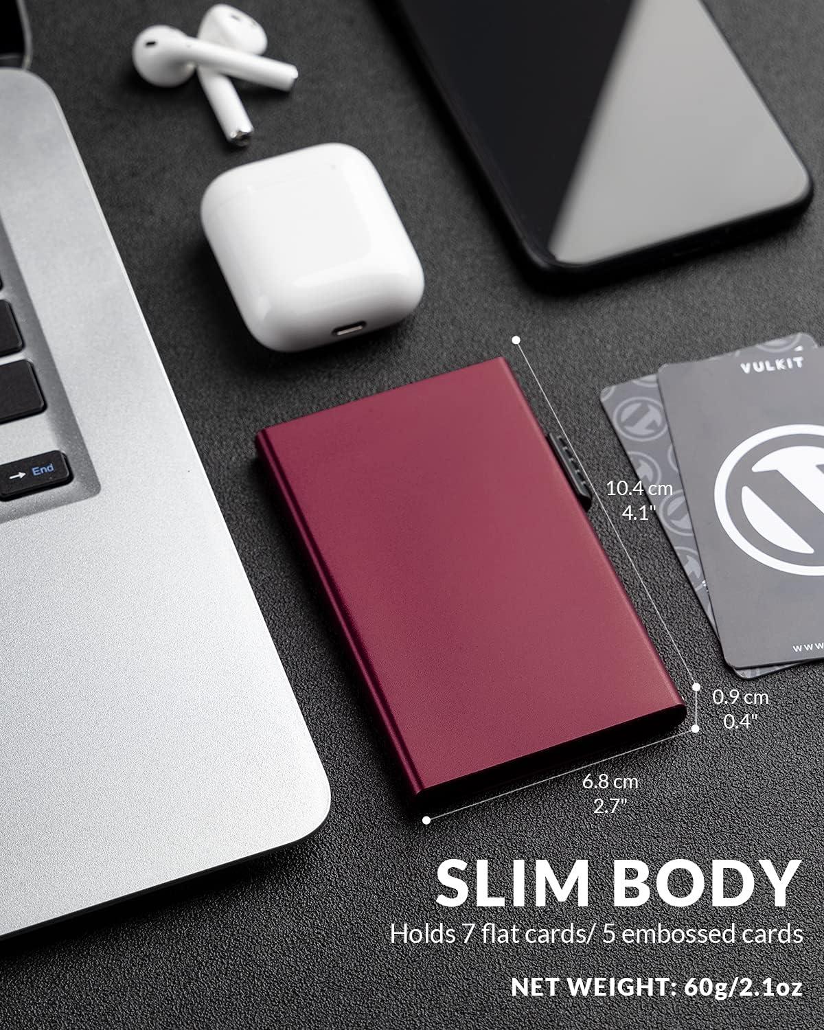image:imageVULKIT Minimalist Wallet with Money Clip RFID Protection Pop Up Card Holder Slim Wallet Credit Card Holder Metal Wallet Rose GoldWine