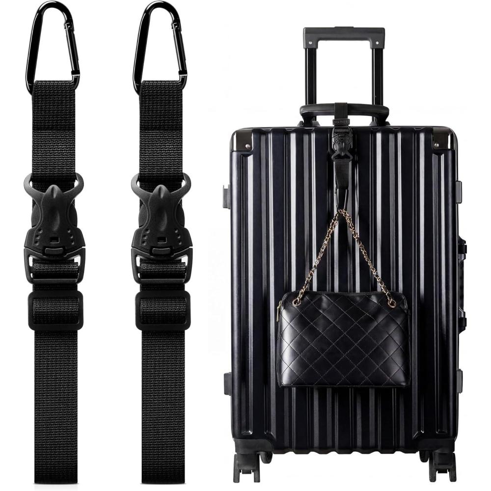 image:imageVULKIT Add A Bag Luggage Straps 2Pcs CarryOn Travel Accessories Strap for Bags Travel Pillow Clothes BottlesBlack