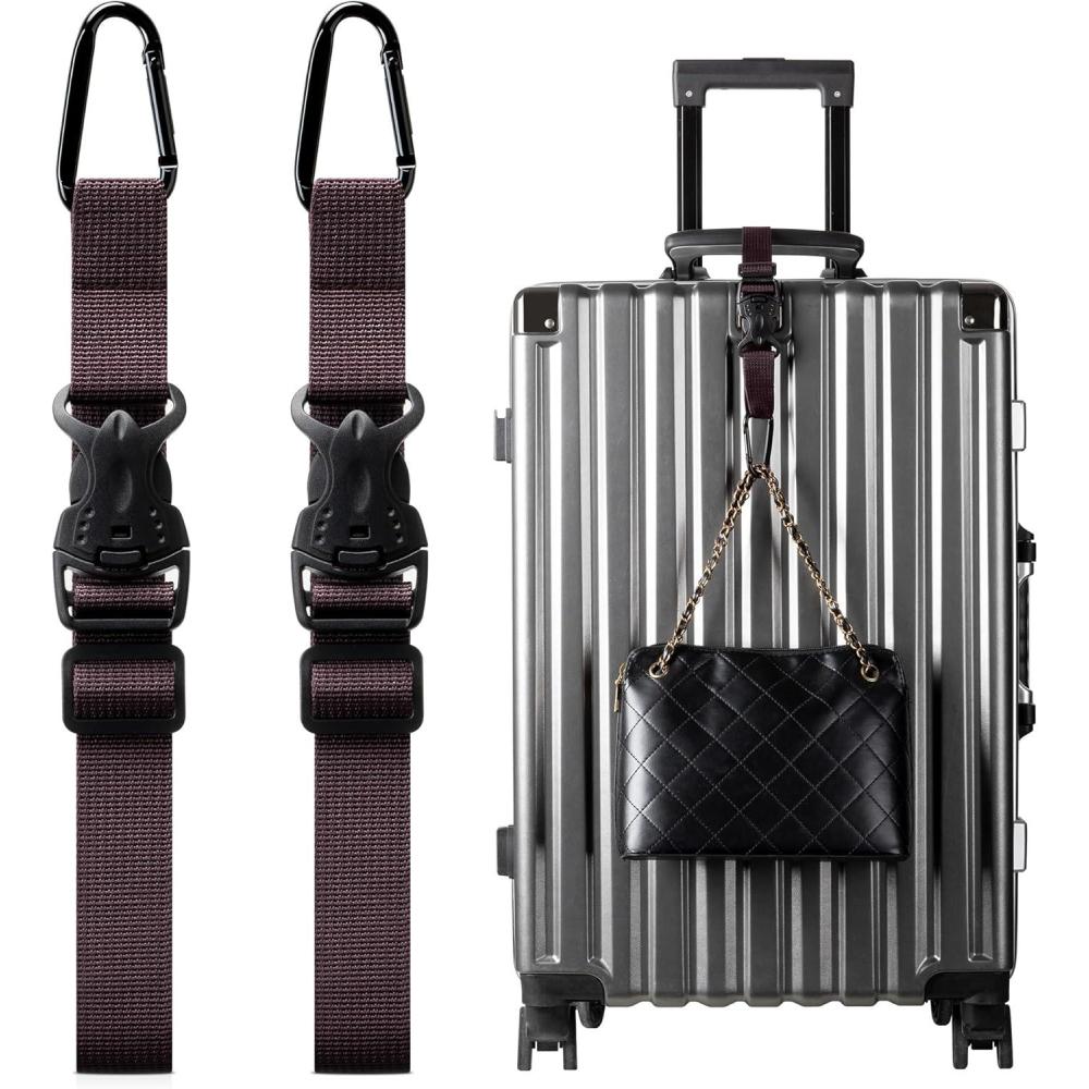 image:imageVULKIT Add A Bag Luggage Straps 2Pcs CarryOn Travel Accessories Strap for Bags Travel Pillow Clothes BottlesEspresso