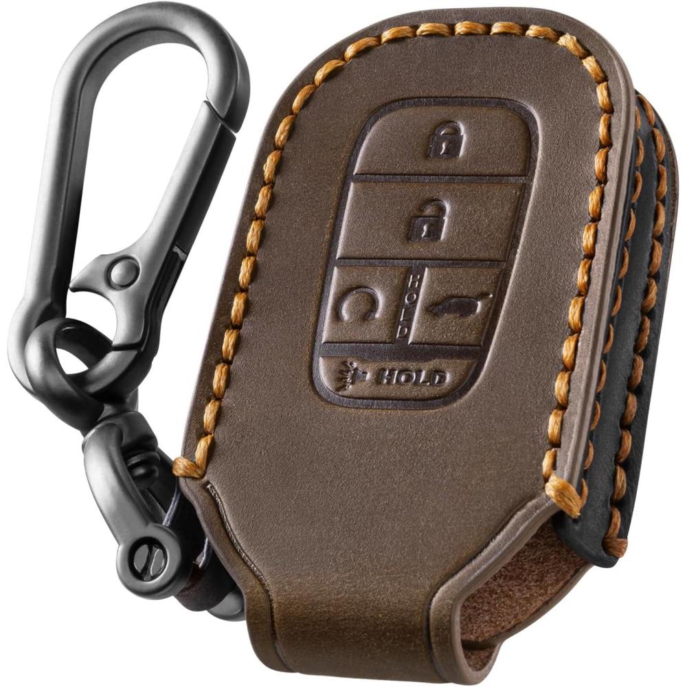 image:imageVULKIT Car Key Fob Cover Leather Full Protection 5 Buttons Key Case Shell Compatible with Honda 20222025 Civic Accord HRV Pilot CRV Brown