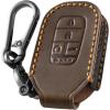 image:imageVULKIT Car Key Fob Cover Leather Full Protection 5 Buttons Key Case Shell Compatible with Honda 20222025 Civic Accord HRV Pilot CRV Brown