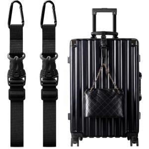 VULKIT Add A Bag Luggage Straps 2Pcs Carry-On Travel Accessories Strap for Bags, Travel Pillow, Clothes, Bottles(Black)