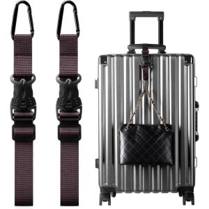 VULKIT Add A Bag Luggage Straps 2Pcs Carry-On Travel Accessories Strap for Bags, Travel Pillow, Clothes, Bottles(Espresso)