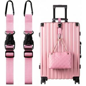VULKIT Add A Bag Luggage Straps 2Pcs Carry-On Travel Accessories Strap for Bags, Travel Pillow, Clothes, Bottles(Pink)