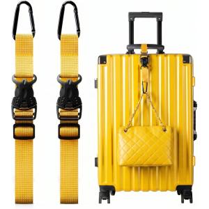 VULKIT Add A Bag Luggage Straps 2Pcs Carry-On Travel Accessories Strap for Bags, Travel Pillow, Clothes, Bottles(Yellow)