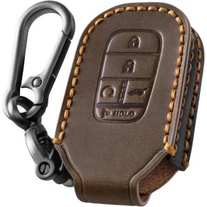 VULKIT Car Key Fob Cover, Leather Full Protection 5 Buttons Key Case Shell Compatible with Honda 2022-2025 Civic Accord HR-V Pilot CR-V, Brown