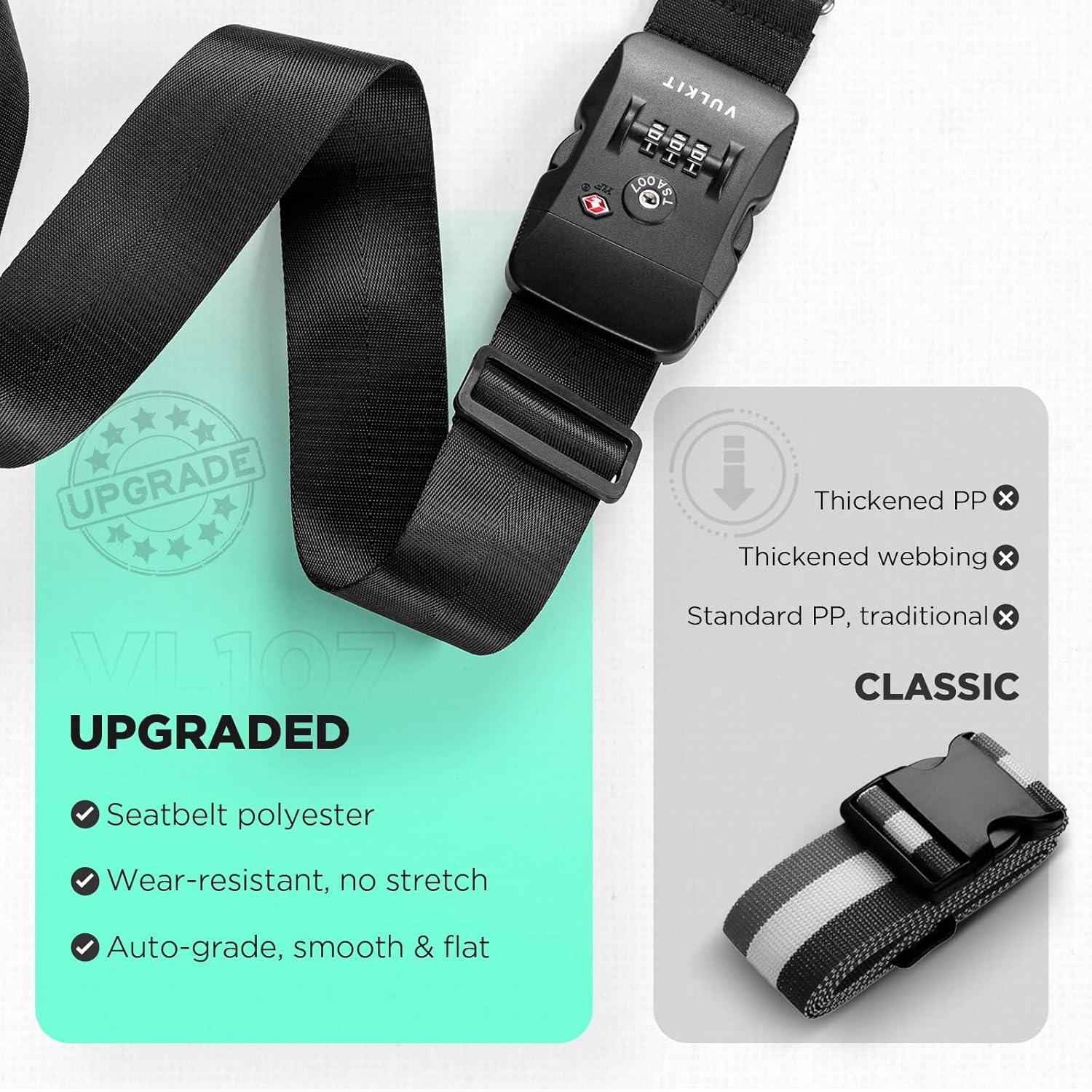 image:imageLuggage Straps TSA Approved with Cross Design Adjustable Heavy Duty AntiBurst Travel Belt Reinforced Buckle Fits 2032 Inch Suitcases for Business Trips Corporate Travel Frequent Flyers