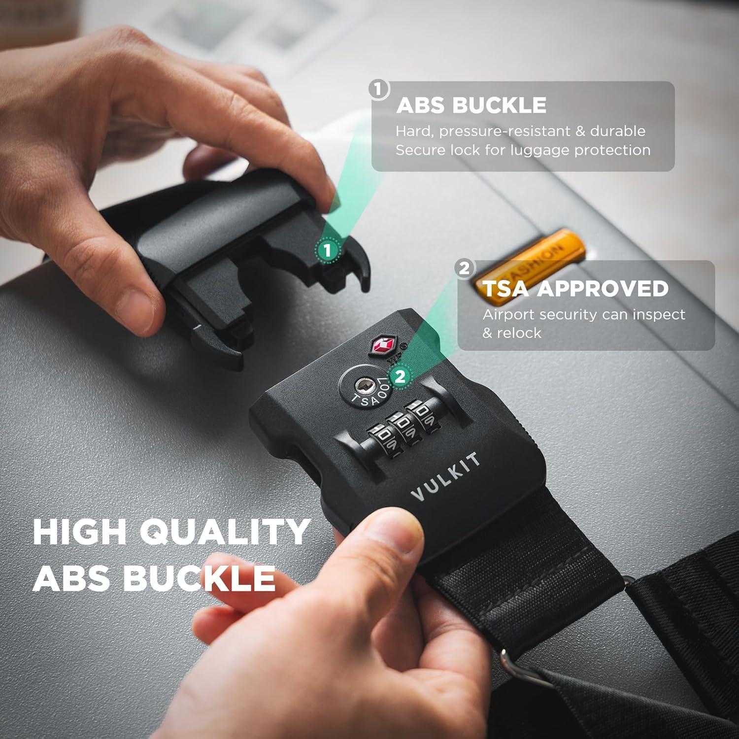 image:imageLuggage Straps TSA Approved with Cross Design Adjustable Heavy Duty AntiBurst Travel Belt Reinforced Buckle Fits 2032 Inch Suitcases for Business Trips Corporate Travel Frequent Flyers
