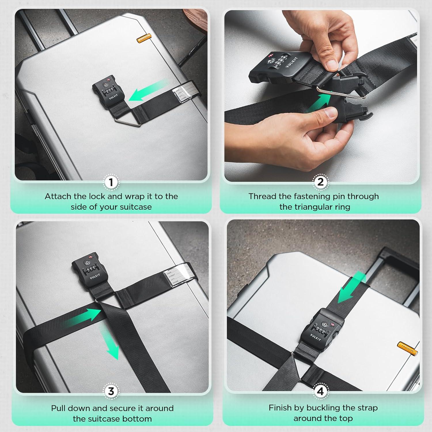 image:imageLuggage Straps TSA Approved with Cross Design Adjustable Heavy Duty AntiBurst Travel Belt Reinforced Buckle Fits 2032 Inch Suitcases for Business Trips Corporate Travel Frequent Flyers