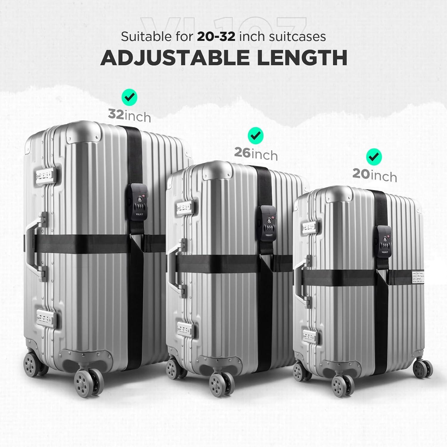 image:imageLuggage Straps TSA Approved with Cross Design Adjustable Heavy Duty AntiBurst Travel Belt Reinforced Buckle Fits 2032 Inch Suitcases for Business Trips Corporate Travel Frequent Flyers