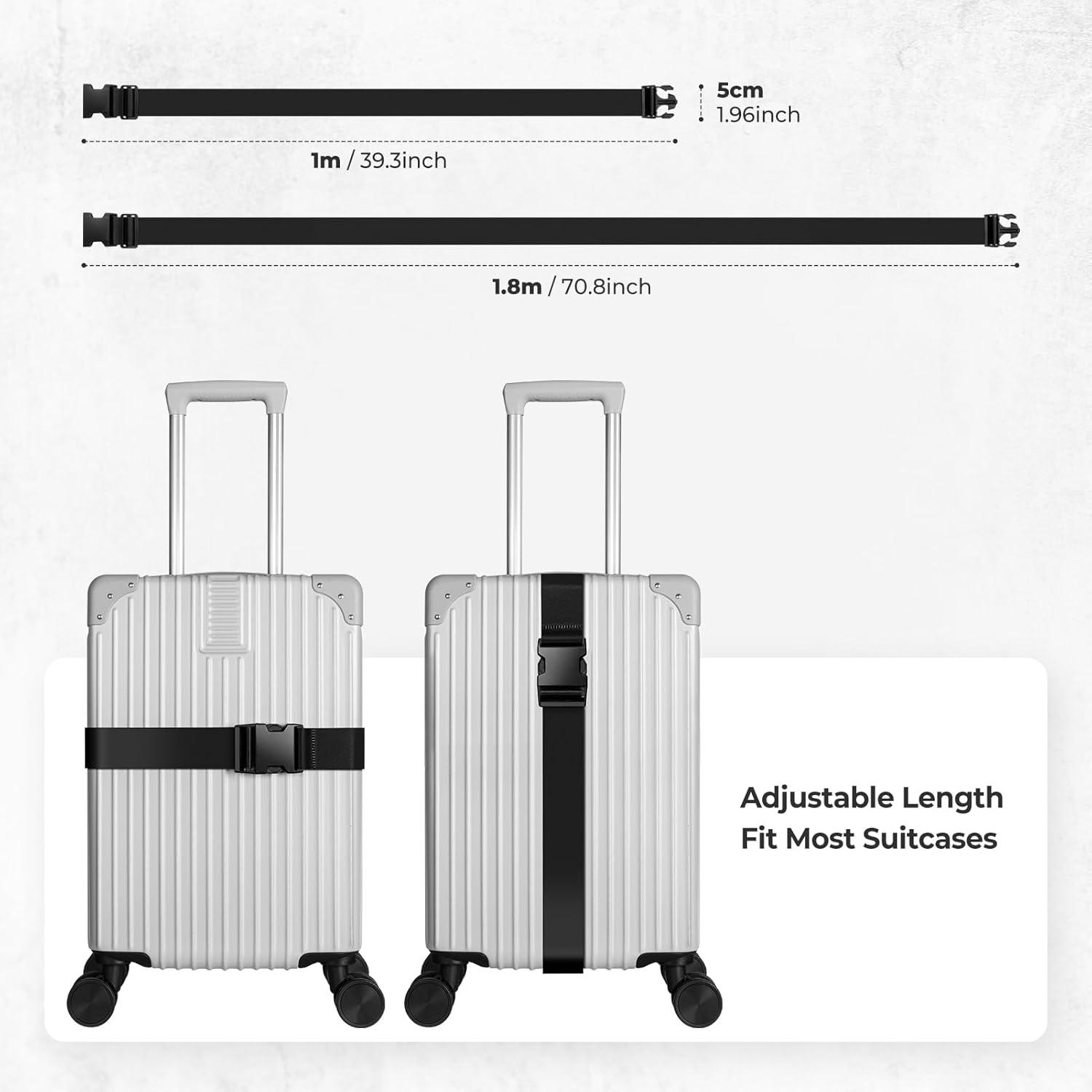 image:imageVULKIT 2 Pack Adjustable Luggage Straps Heavy Duty Belts for Secure Luggage amp Easy Identification Travel Accessories Blue MarbleBlack