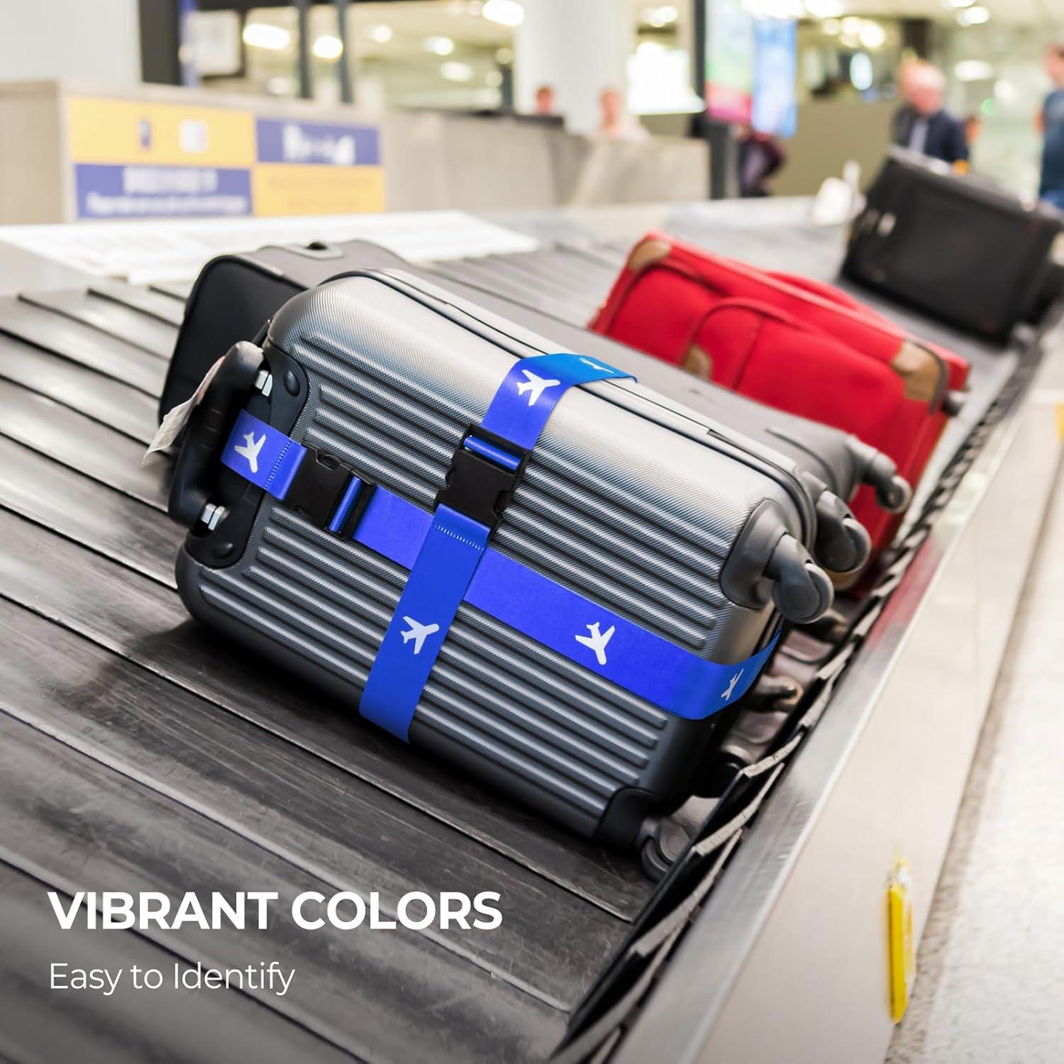 image:imageVULKIT 2 Pack Adjustable Luggage Straps Heavy Duty Belts for Secure Luggage amp Easy Identification Travel Accessories Blue MarbleBlue