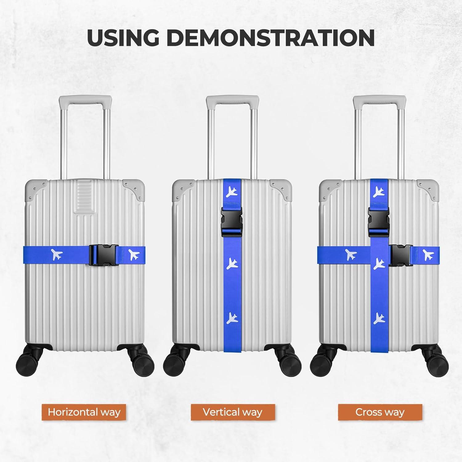 image:imageVULKIT 2 Pack Adjustable Luggage Straps Heavy Duty Belts for Secure Luggage amp Easy Identification Travel Accessories Blue MarbleBlue