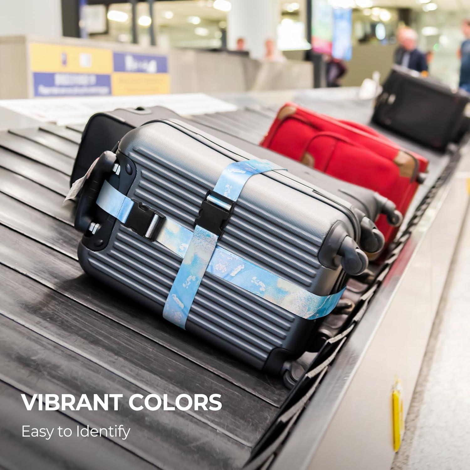 image:imageVULKIT 2 Pack Adjustable Luggage Straps Heavy Duty Belts for Secure Luggage amp Easy Identification Travel Accessories Blue MarbleBlue Marble